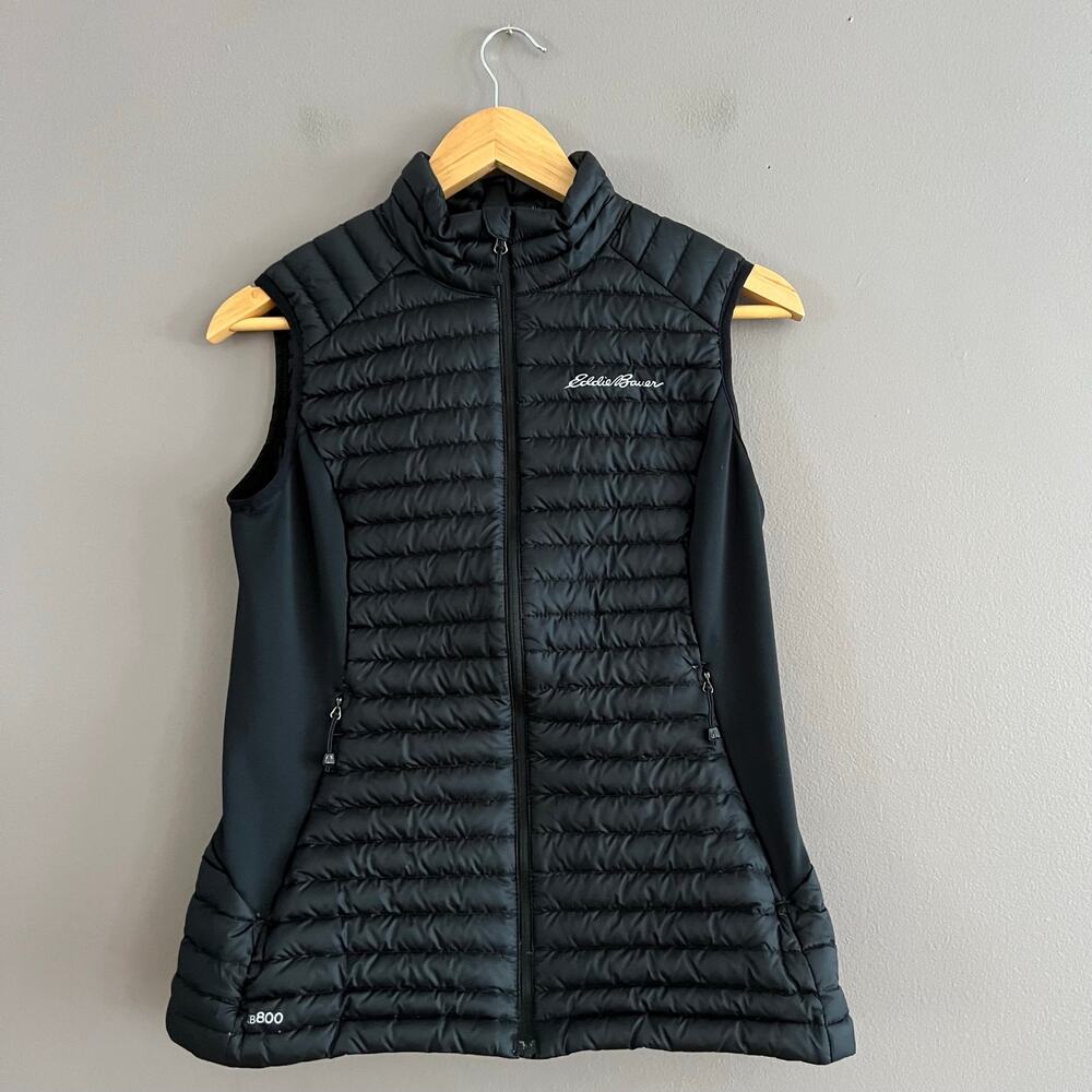 Eddie Bauer First Ascent EB 800 Puffer Vest Womens S Black Goose Down Quilted